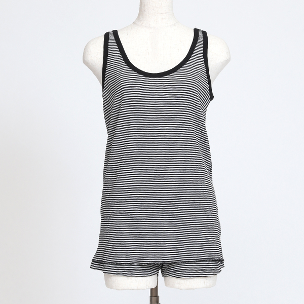 ワッフルタンクトップ&ショートパンツセット（BLK OFF BDR）