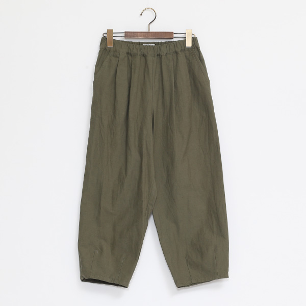 コットンリネン　バックサテンサルエルパンツ　KHAKI