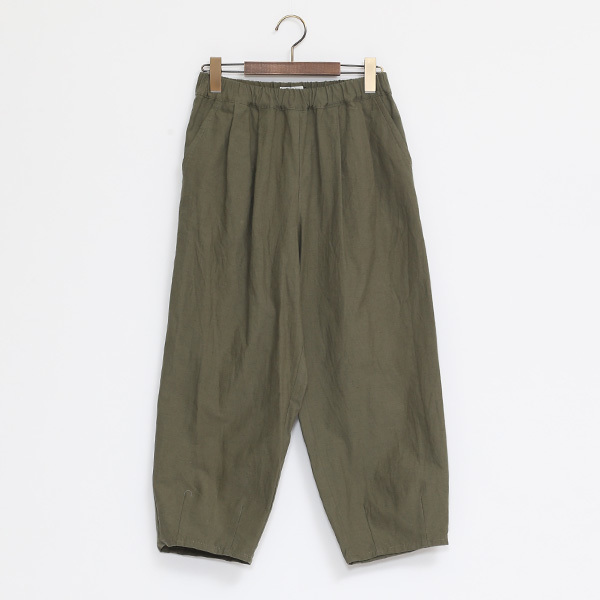 コットンリネン　バックサテンサルエルパンツ　KHAKI