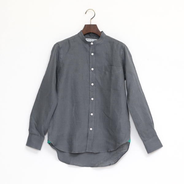 リネンロングスリーブシャツ　バンドカラー Chacoal