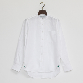 リネンロングスリーブシャツ バンドカラー White リネンロングスリーブシャツ バンドカラー White