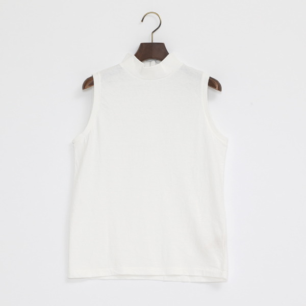 ETHEL モックネックノースリーブスシャツ（WHITE）