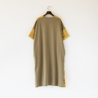 リネン×ジャージーワンピース(MUSTARD) リネン×ジャージーワンピース(MUSTARD)